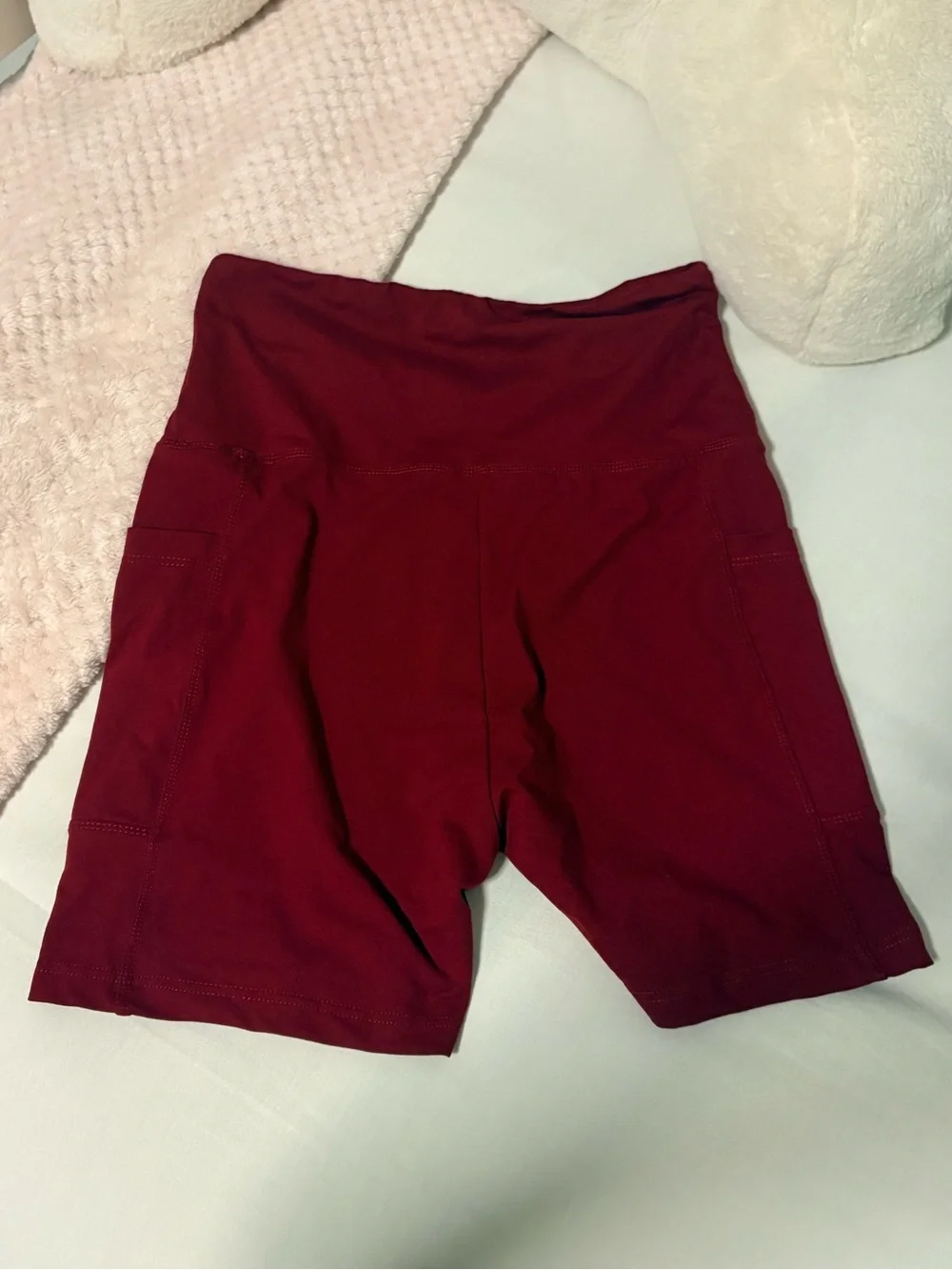 Amazon Women's High-Waist Bike Shorts in Burgundy